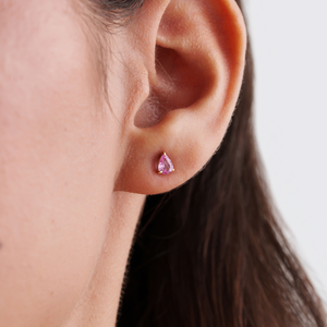 ต่างหูเพชรพลอยแซฟไฟร์สีชมพูน้ำหนักเบา ดีไซน์เรียบง่าย ทองคำแท้ 14K คุณภาพดีเยี่ยม - Product Image 2