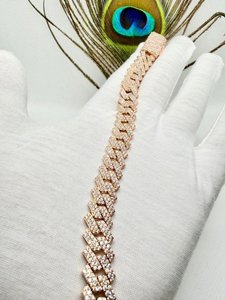 Pulsera de Cadena con Baño de Rodio y Moissanita VVS, Cierre de Caja, Estilo Cubano, Lujosa, para Uso Diario, Unisex - Product Image 5