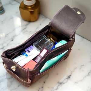 Handmade Genuine Leather Zipper Closure for <b>Bag</b> Luxury Dopp Kit Unisex Travel Grooming Organizer Wholesale <b>UK</b> TYG-0194 - Product Image 2