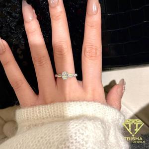 Elegant <b>Oval</b> <b>Moissanite</b> Diamond <b>Ring</b> 925 Sterling Silver Twisted Band Solitaire <b>Engagement</b> Jewelry For Women - Product Image 2
