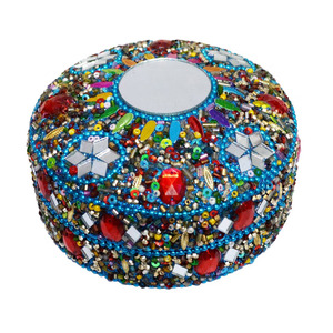 Caja de baratija organizadora de joyería roja con trabajo de espejo con cuentas de artesanía india portátil con diseños de diferentes tamaños para Cajas de Regalo - Product Image 2