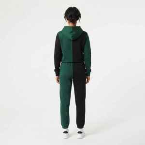 <b>Women's</b> Color Blocked <b>Fleece</b> Hooded Tracksuit Two Piece Set Green <b>Black</b> Casual Sportswear - Product Image 2