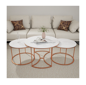 Highgreat โต๊ะกาแฟหินอ่อนทันสมัยฐานเหล็กสีดำเฟอร์นิเจอร์ห้องนั่งเล่นออกแบบใหม่ปรับแต่งได้สำหรับใช้ในห้องนอน - Product Image 1