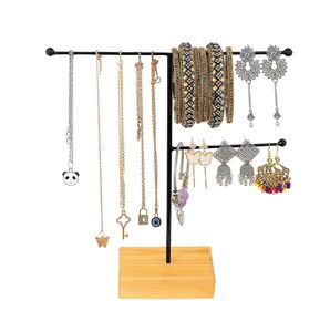 Compact Dual Tier Jewelry Display Stand With Earring Bar Necklace Hooks <b>Bracelet</b> Holder Sturdy Base <b>Smart</b> Organized Vanity - Product Image 3