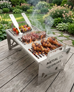 Barbecue portable en acier inoxydable 304, pliable, pour camping, barbecue au charbon de bois, pique-nique en plein air (version 2) - Product Image 6