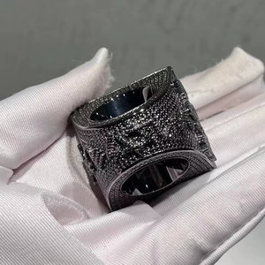 Rapper <b>Ring</b> Jewelry Silver Sterling <b>Black</b> Moissanite Diamond Hip Hop Champion <b>Men</b> Moissanite <b>Ring</b> For <b>Mens</b> - Product Image 4