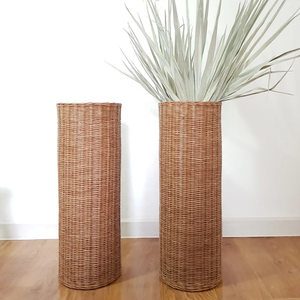 Jarrones de mesa de ratán bohemio Jarrón de urna de ratán Maceta de ratán moderna Diseño y paquete OEM de Vietnam HNH Craft - Product Image 6