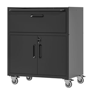Durable 1-Drawer 2-Locking-Door Metal <b>Tool</b> Cabinet Sturdy Mobile Heavy Duty <b>Storage</b> with Wheels for Garage - Product Image 5
