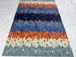 Tapis moderne abstrait fait à la main en cuir épais vague persane Logo rayé tufté à la main lavable décor à la maison pour la prière de la chambre à coucher - Product Image 3