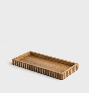 Plateau de service rectangulaire en bois, planche à fromage rustique, plateau d'apéritifs 28x14 cm - Product Image 2