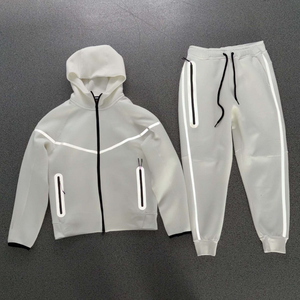 Conjunto de Sudadera con Capucha Reflectante para Hombre, con Cierre Frontal, Pantalones Deportivos de Forro Polar Técnico, Transpirable, para Otoño, Entrenamiento Deportivo - Product Image 4