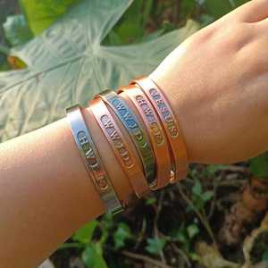 Custom Engraved Christian Cuff Bracelets Rose Gold Plated Zinc Alloy Unisex Religious Jewelry Gift CHWLE Letter Design men women - Product Image 1