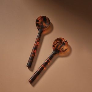 Magnifiques ustensiles de service à salade en résine inspirés de l'océan, ensemble de serveurs à salade jetables écologiques, dernières nouveautés en vaisselle durable en résine - Product Image 2