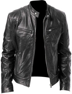 Chaqueta de Invierno de Cuero para Hombre, Corte Entallado, Cuello Alto, Alta Calidad, Diseño Moderno, Logotipo Frontal Personalizable - Product Image 1