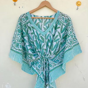 Bata Kimono de Algodón 100% con Estampado de Dibujos Animados para Mujer, Camisón de Verano Hecho a Mano, Cuello en V, Cintura Elástica, Largo Completo/Hasta la Rodilla, ODM, Temporada - Product Image 1