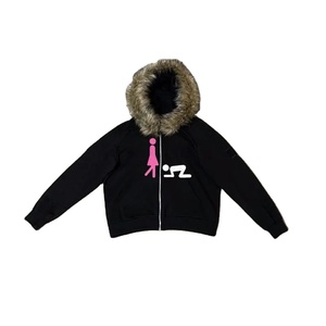 เสื้อฮู้ดมีซิปแนวพังก์คอเสื้อขนสัตว์เทียมสไตล์สตรีทแวร์เสื้อสเวตเชิ้ตขนแกะสไตล์ฮิปฮอปผ้าคอตตอน100% ปักลายแฟชั่น Y2K - Product Image 1