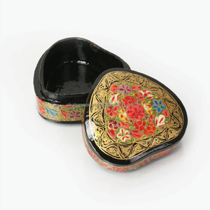 Boîte à bagues en papier mâché peinte à la main avec motifs floraux, artisanat indien, souvenir en papier mâché, article cadeau à prix avantageux - Product Image 3