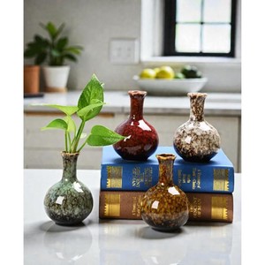 Jarrón Decorativo de Porcelana con Esmalte Agrietado, de 4 a 12 Pulgadas, Creado a Alta Temperatura, Estilo Wabi-Sabi, Ecológico y Resistente a los Arañazos - Product Image 6