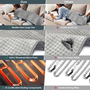 Coperta Elettrica Riscaldata Extra Large per Alleviare il Dolore alla Schiena, 10 Livelli di Riscaldamento, Spegnimento Automatico, Fibbie per Riscaldare Piedi e Mani - Product Image 5