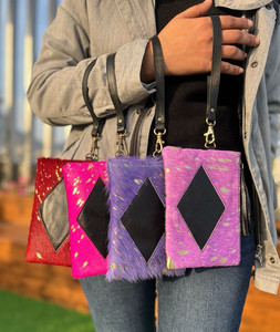 Venta al por mayor 2025 nuevas mujeres embragues pelo en metálico de cuero genuino multifunción cartera tarjeta teléfono móvil monedero señora bolsos - Product Image 4