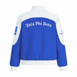 เสื้อแจ็คเก็ตแข่งรถผ้าคอตตอนทวิลล์ Zeta Phi Beta Sorority สำหรับผู้หญิง เสื้อแจ็คเก็ตแข่งรถสไตล์วาร์ซิตี้ เสื้อแจ็คเก็ตแข่งรถมอเตอร์สปอร์ตความเร็วสูง - Product Image 3