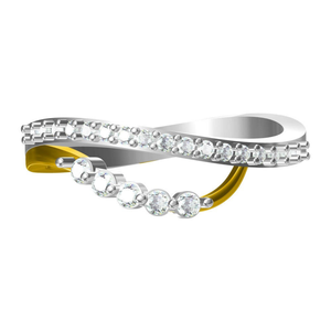 Luxury 14K Multi Tone Gold Natural Diamond Ring | Real Round Cut 0.40 TCW Diamond Crossover Engagement Ring for Women Jewelry - Product Image 4