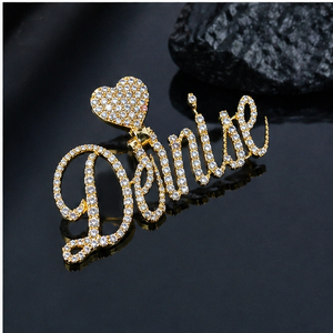 Collier personnalisable en or massif 10K style hip-hop avec écriture cursive, pendentif cœur en moissanite glacée, lettre ou nom personnalisé - Product Image 5