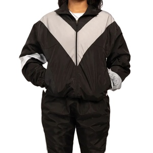 Veste de survêtement sportive color block pour femme, manches longues, col montant, fermeture éclair sur le devant, coupe ample, toutes saisons, respirante, en polyester - Product Image 1