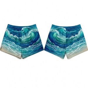 Shorts de sport pour femme à sublimation, coupe ajustée, anti-boulochage, à diffusion de lumière, haute performance, motif Aurore Boréale Cosmique - Product Image 2