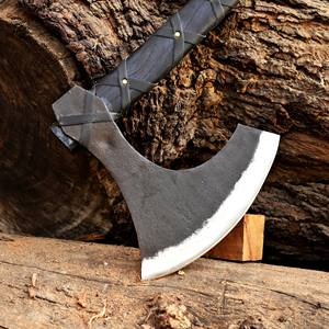 Hacha de Acero al Carbono Forjada a Mano Estilo Vikingo con Mango de Madera y Funda de Cuero, Grado Industrial, Personalizada OEM para Trabajos de Madera - Product Image 3
