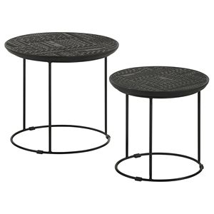 <b>Matte</b> Black 2-Piece Nesting <b>Table</b> for Living Room Elegant Furniture Set - Product Image 2