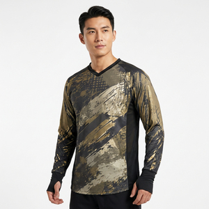 Camiseta de Paintball Personalizada de Manga Larga, Diseño Sublimado en Negro, Rojo y Blanco, Logotipo Personalizado, Ropa para Juegos de Tiro al Aire Libre, Funda para Barril - Product Image 1