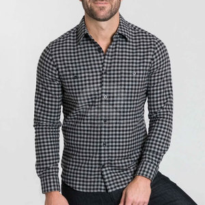 Chemise en flanelle pour homme avec logo personnalisé imprimé, manches longues, à carreaux, décontractée, fermeture boutonnée, en coton - Product Image 3