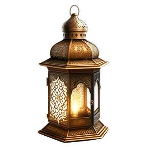 Arabic <b>Lantern</b> Chocolate Gift – White & <b>Gold</b> Metal <b>Lantern</b> with Assorted Chocolates Festive - Product Image 1