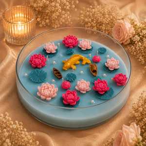 Handmade Lotus Pond Art <b>Candle</b> Luxury Decorative Floral Bowl Premium Soy Wax Fresh Scent <b>Long</b>-lasting Non-Toxic Centerpiece Home - Product Image 2