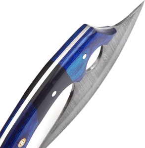 Cuchillo Ulu de Acero de Damasco Hecho a Mano con Hoja de Punta Clip de Madera - Cuchillo de Supervivencia Afilado para Camping al Aire Libre, DIY, OEM, Personalizable con Cuero - Product Image 2