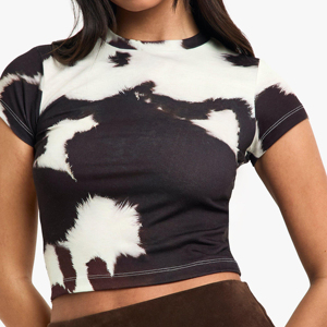 T-shirts pour femmes à logo imprimé personnalisé de haute qualité, service OEM, respirants, pour l'été, effet délavé - Product Image 6