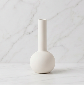 Jarrón de cerámica redondo minimalista color blanco húmedo, jarrón alto para decoración del hogar y decoración de mesa de oficina. - Product Image 1