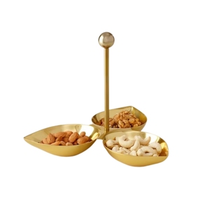 Wholesale Vintage Metal Dip Bowl Set 3 Tier Metal Serving Dish Bowl with Stand and Spoons Premium Chutney Sauce Container - Product Image 3