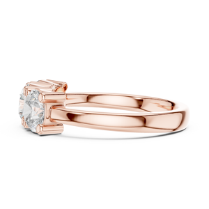 Anillo de Compromiso Clásico con Tres Piedras de Moissanita Redonda en Plata de Ley Chapada en Oro Rosa de 14K, Anillo de Propuesta para Ella - Product Image 3