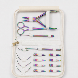 Kit d'outils de pose d'extensions capillaires préféré des coiffeurs : pinces métalliques, ciseaux, clips, ensemble d'installation et de retrait, couleur rose, outils faits à la main - Product Image 2