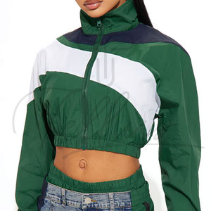 <b>Women</b> Running Crop Windbreaker Zip-up <b>Jacket</b> Custom Print Logo Polyester Cropped Coats Best Selling <b>Women</b> Cropped Windbreaker - Product Image 6