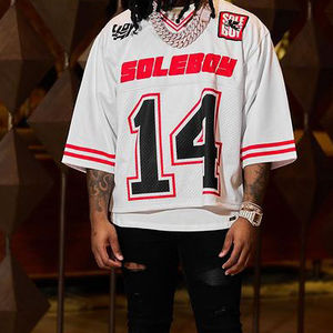 T-shirt court ample vintage imprimé sérigraphié pour homme, style streetwear premium d'été, maillot de sport en mesh pour la gym et le football - Product Image 4