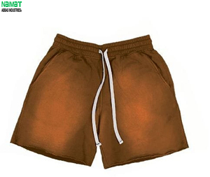 <b>Men's</b> High Quality Solid <b>Yellow</b> Cotton 220g Custom Logo Drawstring Casual Breathable Mid Waist Knitted Sportwear <b>Shorts</b> - Product Image 2