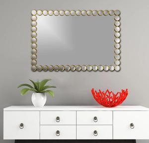 Miroir mural rectangulaire moderne en laiton avec bordure circulaire décorative pour salon et chambre à coucher - Product Image 5