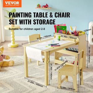 2-in-1 Kids Wood Furniture Set Art Table with 2 <b>Chairs</b> for Craft Play <b>Reading</b> and Learning - Product Image 2