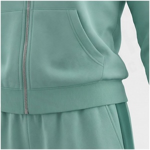 <b>Women</b> 100% Cotton Hooded Tracksuit Solid Color Full <b>Zip</b> Sweatshirt & Jogger Pants Casual Autumn Wear - Product Image 5