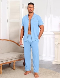 Women <b>Pajama</b> <b>Set</b> V Neck Short Sleeve Loungewear Two Piece Sleepwear Bamboo Blend Lounge Outfit - Product Image 3