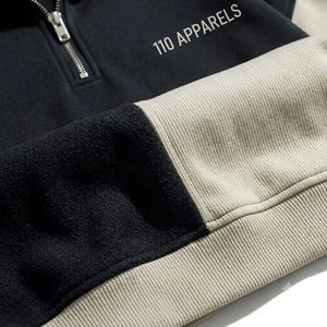 Custom Logo Mens Heavyweight Fleece Quarter <b>Zip</b> <b>Hooded</b> Pullover Sweatshirt 100% Cotton Retro Color Block Oversized Dropshoulder - Product Image 6
