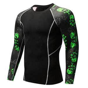 Rashguard MMA à manches longues pour homme, écologique, couleur personnalisée, imprimé loup, séchage rapide, tissu compressif en Spandex/Polyester - Product Image 3